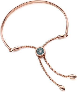 Monica Vinader Rose Gold Fiji Evil Eye Toggle Bracelet Blue Diamond