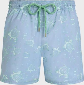 Vilebrequin Men & apos;s Bubbles and Turtles Packable Swim Trunks