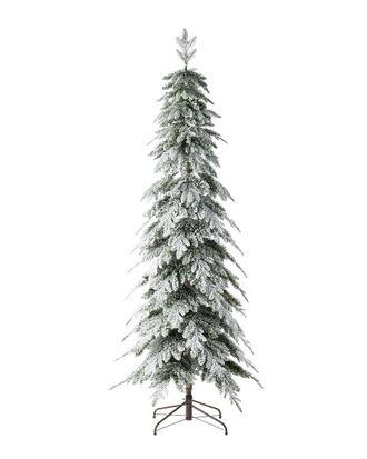Glitzhome 7.5Ft Pre-Lit Flocked Pencil Spruce Tree