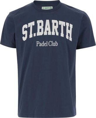 MC2 Saint Barth T-Shirts, male, Blue, L, Navy Cotton Logo T-shirt