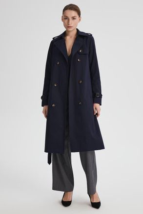 Orolay Long Classic Trench Coat in Navy at Nordstrom, Size X-Small