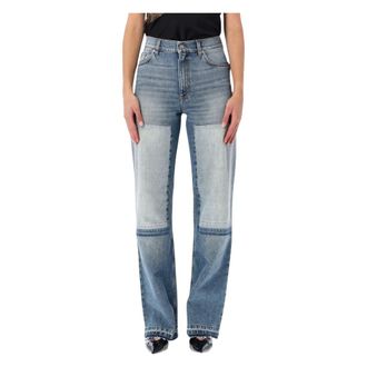 Stella McCartney Jeans Rectos con Parches - Jeans - Mujer - Azul - W26