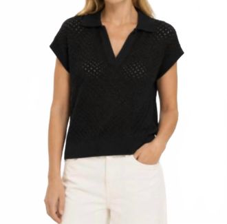 Autumn Cashmere Boxy Mesh Johnny Collar Tee In Black