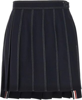 Thom Browne Dames, Rokken, Blauw, Maat: 2XS Wol