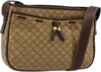 Celine Pre-owned Vintage Macadam Canvas Shoulder Bag - Dames - Vintage Schoudertas - Beige - ONE Size - Leer - Vintage