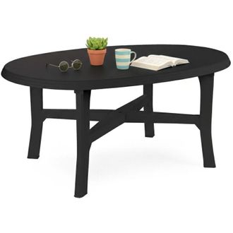 Dmora Tavolo da Esterno Simmsville, 6 Posti, Lunghezza Massima 165 cm Made in Italy, Finitura Effetto Liscio, 165x110x72h cm Nero Antracite