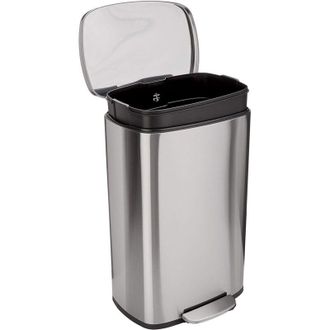 OEM Contenedor De Basura Rectangular De Cierre Suave, 50 L (13,2 Galones), N&iacute;quel Satinado