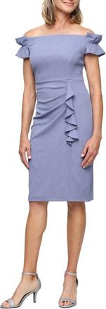 S.L. Fashions Ruffle Glitter Cocktail Dress in Periwinkle at Nordstrom, Size 12
