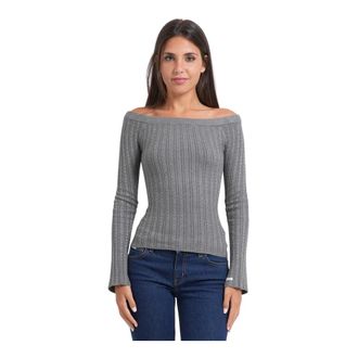 Guess Truien & Vesten, Dames, Grijs, XS, Viscose Blend Bardot Trui