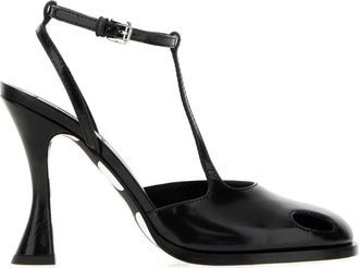 Moschino Black Leather T-Strap Pumps