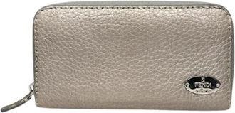 Fendi Pre-owned Leren Portemonnee - Dames - Vintage Accessoires - Grijs - ONE Size - Leer - Vintage