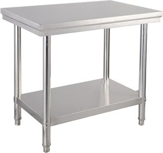 Costway Costway Tavolo Da Lavoro Multifunzione In Acciaio, Ideale Per Supermercato, Ristorante E Negozio, 91,5 X 61 X 90 Cm, Argento