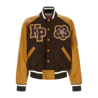 Kenzo Bomber Jackets, male, Brown, M, Wool Blend Bomber Jacket