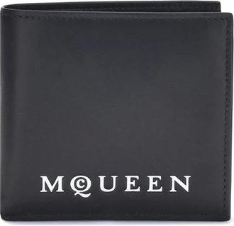 Alexander McQueen Accessoires, Heren, Zwart, ONE Size, Leer, Logo Bifold Portemonnee