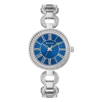 Bulova Crystal Accent Quartz Blue Dial Ladies Watch 96L303