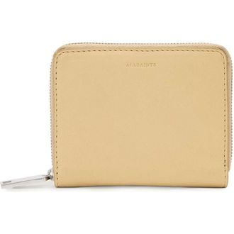 AllSaints Lena Hex Leather Zip Wallet in Mellow Yellow at Nordstrom