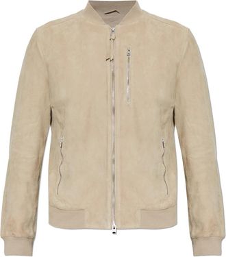 AllSaints Kemble Suede Bomber Jacket - Heren - Leren en Su&egrave;de Jassen - Beige - S - Katoen - Jassen