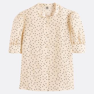 La Redoute Collections Blouse met korte mouwen met stippen en ronde hals