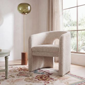 Maisons du monde Sill&oacute;n de comedor contempor&aacute;neo de tejido de poli&eacute;ster tramado beige