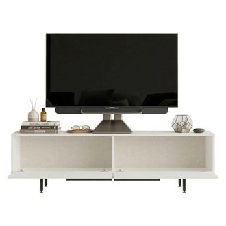 Dmora Mueble Tv Palmi, 2 Puertas, 2 Compartimentos, Apertura Abatible, 160x36x45 Cm Blanco