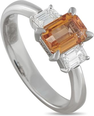 Luxury Bazaar Platinum 0.59ct Diamond and Imperial Topaz Ring 5351