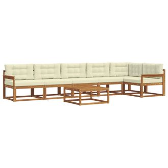 vidaXL Conjunto De Sof&aacute;s De Exterior Con Coj&iacute;n 7 Pcs Natural Y Crema Vidaxl