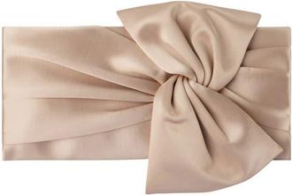 Olga Berg Chloe Satin Tie Front Clutch in Natural at Nordstrom