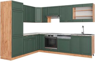 Vicco Cocina Esquinera Fame-line, Green-gold Country/gold Power Roble, 227 X 287 Cm, Et M&aacute;rmol