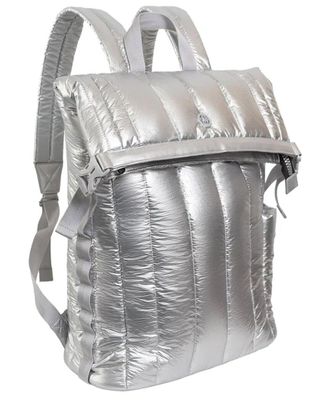 Joan & David Collection Tubular Quilted Metallic Puffer Nylon 18In Workbook Backpack