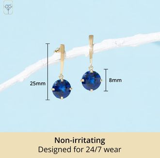 MAX + STONE 14k Yellow or White Gold 8mm Solitaire Gemstone Round Drop Dangle Earrings