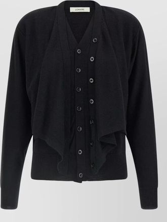 Christophe Lemaire draped v-neck ribbed wool cardigan