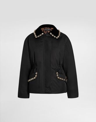 Dolce & Gabbana Nylon Jacket With Embossed Logo - Woman Coats And Jackets Black 40