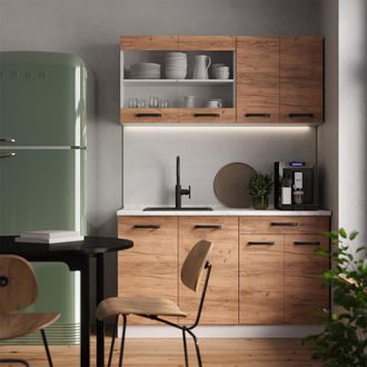 Vicco Cocina Vers&aacute;til R-line, Oro Potencia Roble/blanco, 140 Cm Et Antracita