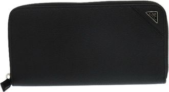 Prada Black Leather Long Wallet (Bi-Fold) (Pre-Owned)