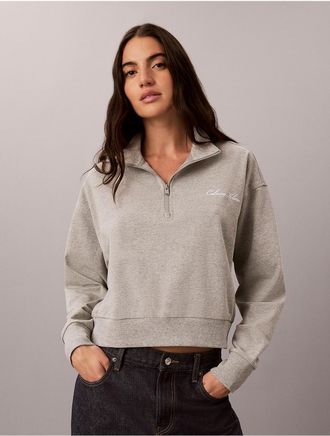 Calvin Klein Womens Logo Cotton Jersey Sleep Sweatshirt - Grey - XL