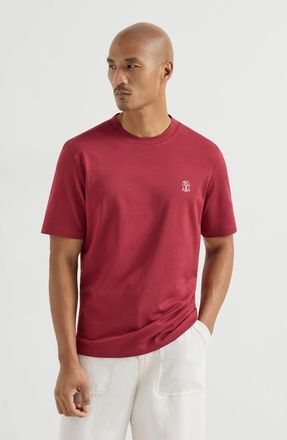 Brunello Cucinelli Jersey T-shirt with logo in Cherry at Nordstrom, Size Xxx-Large Eu