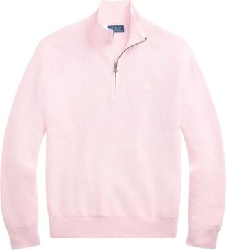 Ralph Lauren Halfzip Pearl Knit Katoenen Trui - Heren - Coltruien - Roze - S - Katoen - Truien & Vesten