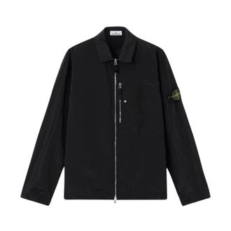 Stone Island Nylon Metal in Econyl Overshirt - Heren - Zomerjassen - Zwart - S - Nylon - Jassen