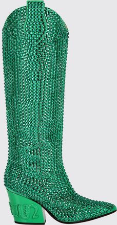 Philipp Plein Stivali texani al ginocchio in pelle scamosciata con ricami e Swarovski