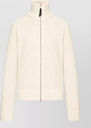 Maison Margiela wool ribbed high neck zip up cardigan