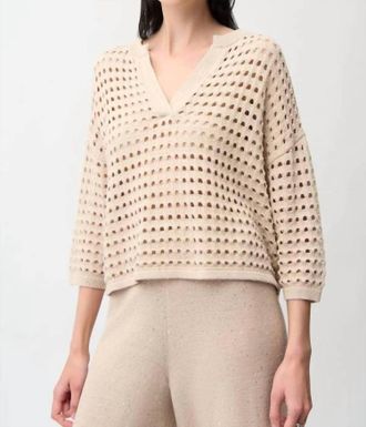 Joseph Ribkoff Open-Stitch Boxy Sweater In Parchment