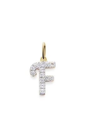 Monica Vinader Lab Grown Diamond Initial Pendant Charm in 14K Gold F at Nordstrom