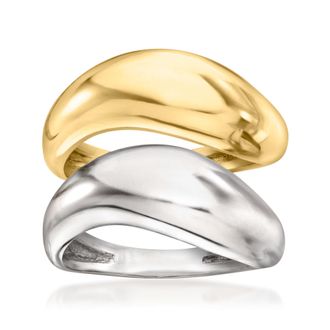 Ross-Simons Sterling Silver and 18kt Gold Over Sterling Jewelry Set: 2 Sculptural Rings