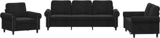 vidaXL Vidaxl - Juego De Sof&aacute;s Con Cojines 3 Piezas Terciopelo Negro