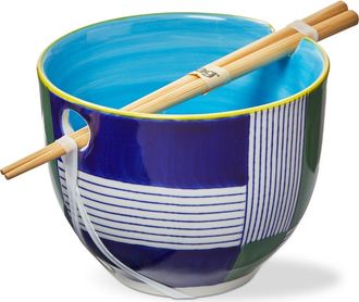 Tag Geo Squares Noodle Bowl S/2 Multi Stoneware Everyday in Blue at Nordstrom