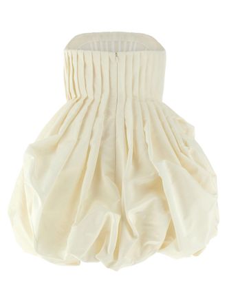 Carolina Herrera Off-Shoulder Pleated Silk Faille Minidress - Cream