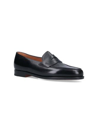 John Lobb Mens Flat Shoes Black Leather
