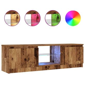 Berkfield Home TV Cabinet with LED Lights Old Wood 120x30x36 cm Engineered Wood in Brown | Size: 120 x 30 x 36 cm