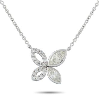 Luxury Bazaar 18K White Gold 1.62 ct Diamond Butterfly Necklace ANK-20491