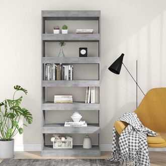Berkfield Home Classic Book Cabinet/Room Divider Concrete Grey 80x30x198 cm Engi | Size: 80 x 30 x 198 cm